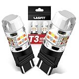 LASFIT 3157 Switchback LED Bulb, 3057 4157 White Amber T3 Series CANBUS Anti Hyper Flash Front Turn Signal DRL Parking Light New 500% Bright, Only for Standard Socket (Pack of 2)
