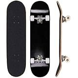Sumeber Standard Skateboards for Beginners Kids Boys Girls Youths Adults Starter-Complete Skate Boards 31''x 8'' Maple Wood Skateboard (All Black)