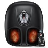 RENPHO Foot Massager Machine with Heat [2026 Upgraded], Birthday Gifts for Women Men Mom Dad, FSA Eligible HSA Shiatsu Foot Massager for Plantar Fasciitis, Cordless Control, Self Care Gifts, Black