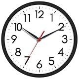 AKCISOT Wall Clock, Modern Small Wall Clocks Battery Operated 8 Inch, Silent Non-Ticking Analog Classic for Office, Home, Bathroom, Kitchen, Bedroom, School(Black)