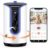 Fexfor 2K Pet Camera Security Dogs Camera, On-Device AI Tracking and Pet Monitoring, 360° View, with Treat Dispenser, Local Storage, 2-Way Audio, Phone App, Motion Alert
