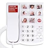 Uvital Big Button Phone for Seniors, Corded Landline Phone with 9 One-Touch Dialing Big Buttons, Hands-Free Calling, Loud Ringer, Easy to Use for Visually Impaired Telephone for Seniors