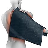 Pure Enrichment PureRelief Pro Far Infrared Ultra-Wide Heating Pad - Muscle Relief for Back, Neck, Shoulder, & Knee Pain in Athletes, 4 Heat Settings, Dry/Moist Heat, 20” x 24” Wide Size (Iron Gray)