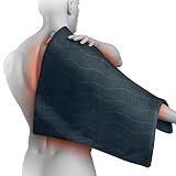 Pure Enrichment PureRelief Pro Far Infrared Ultra-Wide Heating Pad - Muscle Relief for Back, Neck, Shoulder, & Knee Pain in Athletes, 4 Heat Settings, Dry/Moist Heat, 20” x 24” Wide Size (Iron Gray)