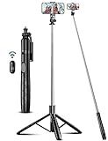 71" Phone Tripod & Selfie Stick, All in One Extendable Cell Phone Tripod with Wireless Remote, Tripods Stand for iPhone & Travel Selfie Stick 360° Rotation Compatible with iPhone Android, Camera