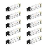 10Pack 10GBase-LR SFP+ Transceiver, 10G Dual LC Single Mode Module for Cisco SFP-10G-LR, Meraki MA-SFP-10GB-LR, Ubiquiti UF-SM-10G, Mikrotik, D-Link, Supermicro, Netgear and More (DDM, 1310nm, 10km)
