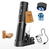 CIRCLE JOY Electric Wine Opener Rechargeable, 7-in-1 Automatic Wine Bottle Opener Gift Set with Electric Vacuum Pump, Foil Cutter, Aerator Pourer, 2 Stoppers & Charging Base, Black