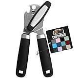 The Original GORILLA GRIP Heavy Duty Stainless Steel Smooth Edge Manual Can Opener and Bottle Openers, Soft Ergonomic Handle, Oversized Handheld Easy Turn Knob, Multifunctional Kitchen Tool, Black