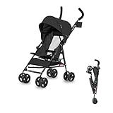 Dream On Me Rover Convenience Baby Stroller – Lightweight & Compact Travel Umbrella Stroller, Quick One-Hand Fold, Lockable Rear Wheels, Adjustable Canopy, 3-Point Safety Harness & Cup Holder - Black