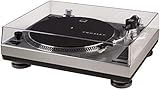 Crosley C100A-SI Belt-Drive Turntable Record Player with Adjustable Counterweight, Silver