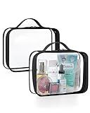 BAGSMART Clear Toiletry Bag, TSA Approved Travel Toiletry Bag Carry On Travel Accessories Bag Airport Airline Quart Size Bags water-resistant Makeup Bag for Women