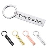 JUBOPE Customized Double-sided Keychain Stainless Steel Personalized Engraved Text Name Keychain Gifts for Men and Women (Character)