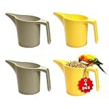SMXANMUXSM 4 Pack Bird Seed Scoop with Spill-Proof Narrow Spout(Grey,Beige)