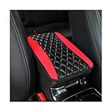 Moly Magnolia Car Center Console Cushion Pad, Universal Leather Waterproof Armrest Seat Box Cover Protector,Comfortable Car Decor Accessories Fit for Most Cars, Vehicles, SUVs (Red)