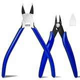 2 Pack Wire Cutters Set, 6" and 5" Ultra Sharp Flush Cutters, Carbon Steel Wire Cutters for Crafting, Electronics, 3D Prints, Jewelry Making, Model Sprue, Zip Ties(6"+ 5", Blue, 2 Pack)