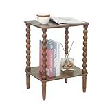 Fultyle Side Table, Small End Table with Storage Shelf, 2-Tier Small Coffee Tables Living Room for Bedroom, Narrow Spaces(Rustic Brown)