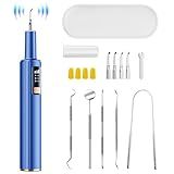 Plaque Remover for Teeth, Dental Tools, Teeth Cleaning Tools with 4 Replaceable Heads, 6-in-1 Dental Pick, LED Light, Waterproof, Rechargeable for Home & Travel Use
