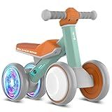 ESPRAY Colorful Lighting Baby Balance Bike Toys for 1 Year Old Boys Girls Gifts, Toddler First Bike 12-24 Months with Adjustable Soft Seat, 4 Silent Wheels Ride on Toy, Perfect First Birthday Gifts