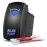 Nilight Bilge Pump Rocker Switch Led Light Bar 5 Pin Laser On Off SPST 20A/12V 10A/24V Blue for Marine Fishing Boat Yacht Caravan Vessel RV Camper