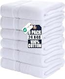 Utopia Towels 6 Pack Medium Bath Towels, 24x48 in, 500 GSM Cotton, White