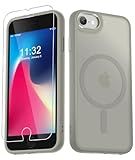 for iPhone SE Case 2022(3rd)/2020(2nd), iPhone 8/7 Case, with 1 Screen Protector, Matte Magnetic Slim Phone Cover, Support for Magsafe, Shockproof Protection Translucent Frosted Back,Titanium Gray