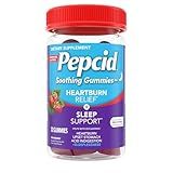 Pepcid Soothing Gummies, Heartburn Relief + Sleep Support Gummies Help Occasional Heartburn, Upset Stomach, Acid Indigestion + Sleeplessness, Calcium & Melatonin, Strawberry, 32 ct