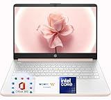 HP 14″Rose Gold Lightweight Laptop, with Office 365 & Copilot AI, Intel Processor, 4GB RAM Memory, 64GB SSD + 1TB Cloud Storage