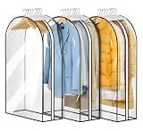 MISSLO 10" Gusseted All Clear Garment Bags for Hanging Clothes 3 Packs 40" Suit Bags for Closet Storage Hanging Clothes Storage Suit Cover for Shirts, Coats, Dresses