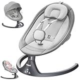 Baby Swings for Infants to Toddler, Electric Baby Swing and Infant Swings for Newborn, 10 Music with Remote Control and Bluetooth, 5 Swing Angles with Gentle Speed, 2 Seat Position, 0-9 Month (Gray)