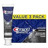 Crest 3D White Advanced Charcoal Teeth Whitening Toothpaste with Fluoride, 3.3 oz, Pack of 3