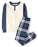 The Children's Place,Boys,100% Cotton Long Sleeve Top and Pants, 2 Piece Pajama Set,Tidal Plaid,6