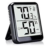 Ayawiss Room Thermometer Indoor Hygrometer Humidity Meter Gauge Digital Temperature and Humidity Sensor Monitor for Home Office House Pets Plants - AAA Battery Included