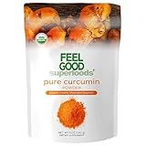 Feelgood Organic Superfoods Pure Curcumin Powder, Organic, Non-GMO, Vegan from Bulk Ground Turmeric Root from India, Curcuma Longa Joint Supplement, 5 oz