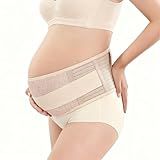 POXXU Maternity Belly Band, Pregnancy Support Belt with Adjustable Compression Wrap, Soft & Breathable Belly Bands for Pregnant Women and Pain Relief for Back, Pelvis (Beige)