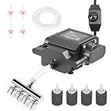 AQQA Aquarium Air Pump Powerful Oxygen Pump Fish Tank Aerator Bubbler Adjustable High Pressure Commercial Air Pump with 4 Air Outlets & All Accessories for Pond Hydroponic Up to 1000Gal (18W,400GPH)