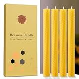 TELOSMA Hand Rolled Natural Beeswax Taper Candles, Yellow, 8 Inch, 4 Pack