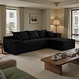 Black Cloud Couch Sectional Sofa in Box with L-Shape Chaise,Modern Modular Couches Upholstered with Deep Seat for Living Room,No Assembly Required