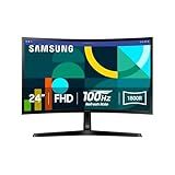 SAMSUNG 24" Essential S3 (S36GD) Series FHD 1800R Curved Computer Monitor, 100Hz, Game Mode, Advanced Eye Comfort, HDMI and D-sub Ports, LS24D366GANXZA