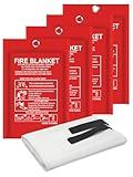 THOMEN 4 Pack Emergency Fire Blanket for Home and Kitchen 40"x40", Safety Fiberglass Fire Blankets Emergency for Home, Car, Office, Warehouse, School, Fireplace and Grill