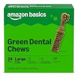 Amazon Basics Dental Dog Treats to Help Clean Teeth & Freshen Breath for Large Dogs, Unflavored, Per Pack: 24 Count, 2.25 pounds, 1 Pack
