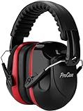 ProCase NRR 28dB Noise Reduction Ear Muffs, Foldable Adjustable Passive Noise Cancelling Headphones for Adults Kids Autism, Hearing Protection for Shooting, Construction, Mowing, Studying -Red