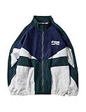 Wyeysyt Women's Y2k Jacket Zip Up Lightweight Windbreaker Jacket Varsity Oversized Vintage Sport Jacket Y2k Clothes Outerwear(Green-XL)