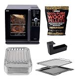GE Profile™ Smart Indoor Pellet Smoker + Accessories Bundle, Includes Four 1lb Bag, Strainer, 20-pack of Drip Pan Liners, and Prep Tray, Stainless Steel, Carbon Black