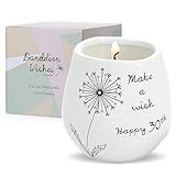 Pavilion - 8 Oz Candle Holder - White Ceramic Candle Jar with 100% Soy Wax Candle Serenity Scent "Make a wish Happy 30th" Ideal Gift for Loved Ones - Printed Text, Love Theme & Oval Shape