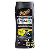 Meguiar's Ultimate Black Plastic Restorer, Durable Car Restorer for Faded Black Plastic, Vinyl, and Rubber, Restores Deep Color and Shine, for Car Guys, 12 Oz