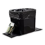 HAUSSIMPLE Car Trash Can – Leakproof 1.4 Gallon Compact Garbage Bin with Stability Flap & Anti-Slip Base | Portable Trash Holder for Cars, Trucks, SUVs, Minivans – Includes Trash Bags (Black, Large)