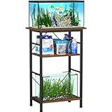 Snughome 5-10 Gallon Aquarium Stand, 3 Tier Fish Tank Stand with Storage, Fish Tank Stand with Metal Frame, Reptile Turtle Tank Stand for Home Office, 20.47" x 11.02" x 30.52", Rustic Brown