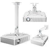 PEGZONE Projector Ceiling Mount 3-in-1 Bracket Extension Pole 44lbs White