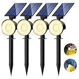 nipify 4 Pack Solar Lights Outdoor Waterproof, 53 LED Solar Spot Lights with 3 Modes Landscape Spotlights for Outside Garden Yard Trees, Warm White