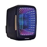 Frigidaire Gaming Light Up Mini Beverage Refrigerator, 6 can, 4 liters, Cooler with large see through door and LED lights Perfect for Gaming Experience, Home, Office, or Cars.12V Charger (Stealth)